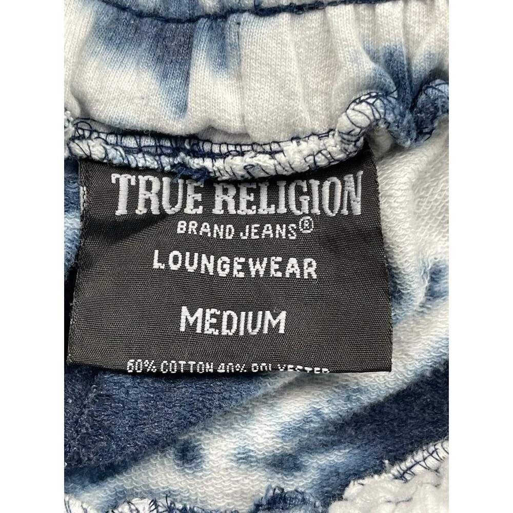 True Religion Size Medium Tie Dye Jogger Drawstring Dark Blue Spots Sweatpants